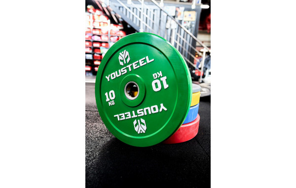 Диск 10кг YouSteel EVO Bumper Plate зеленый 600_380