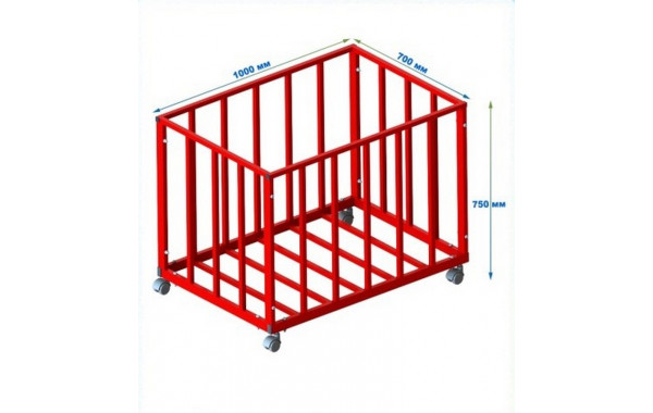 Контейнер разборный передвижной для мячей (цвет красный) Dinamika 600_380