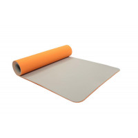 Коврик для йоги и фитнеса 183x61x0,6см Bradex TPE двухслойный SF 0403 оранжевый, серый