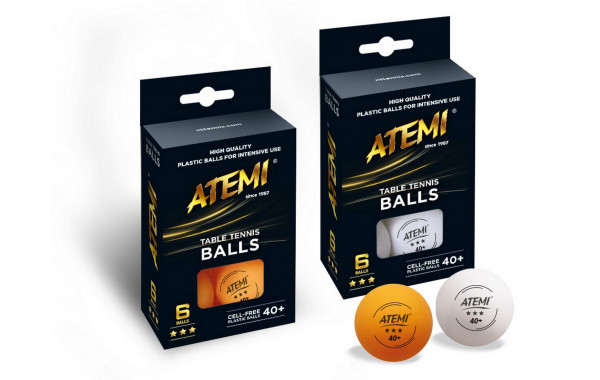 Мячи для настольного тенниса Atemi 3* оранжевый., 6 шт 600_380