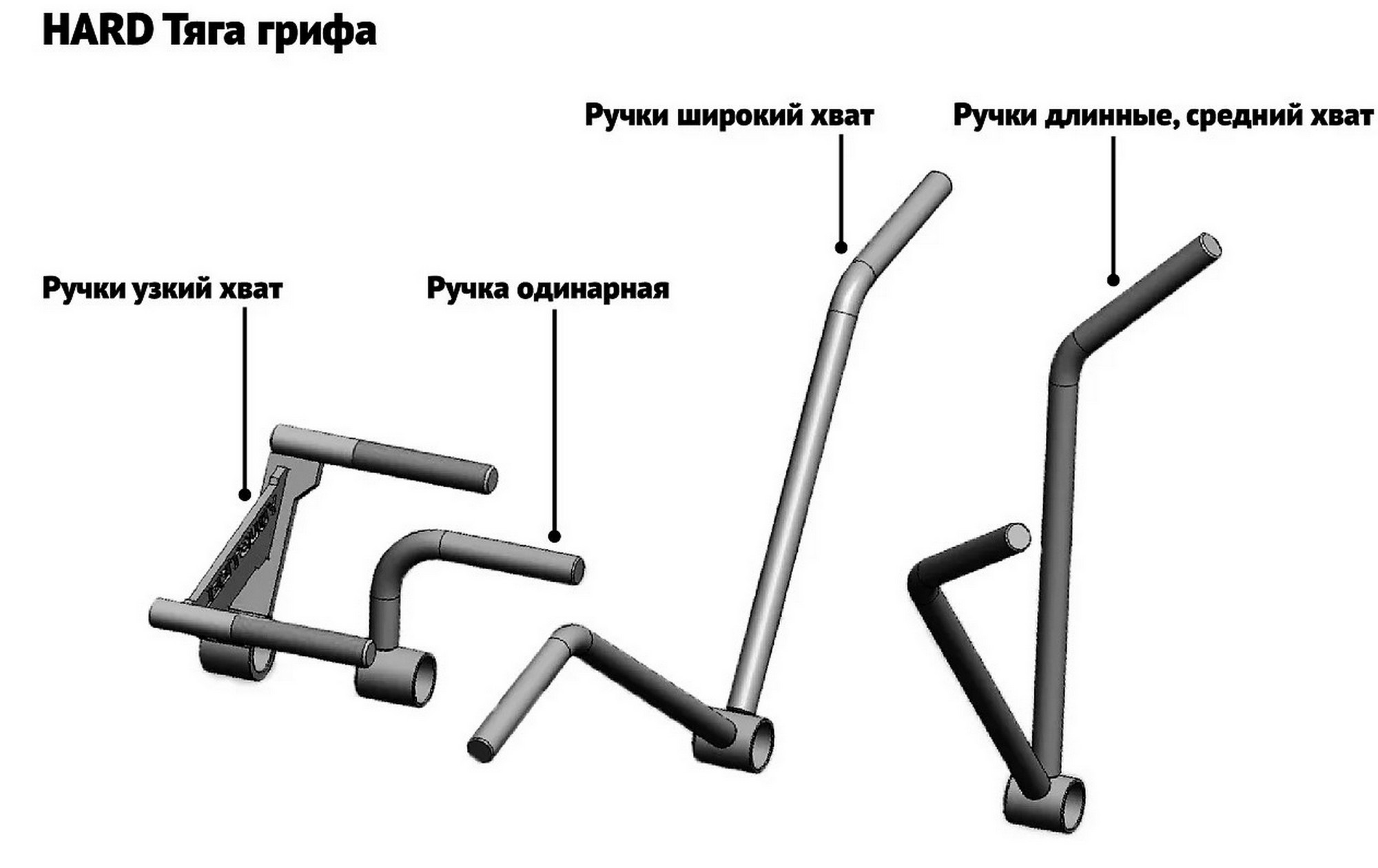 Тяга грифа - ручки узкий хват YouSteel Hard 2000_1260