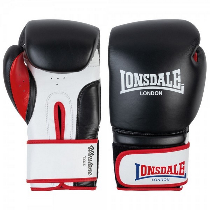 Перчатки тренировочные 12oz Lonsdale Winestone 160001 12 BK/WHT/RD черный\белый\красный 800_800