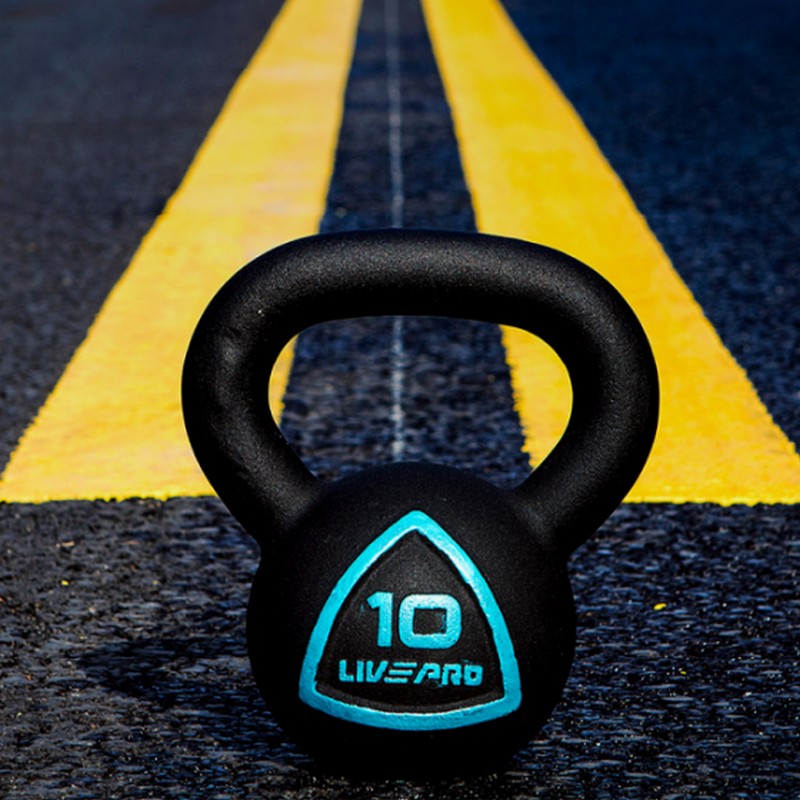 Чугунная гиря 32 кг Live Pro Solid Cast Iron Kettlebell LP8041-32 черный\синий 800_800