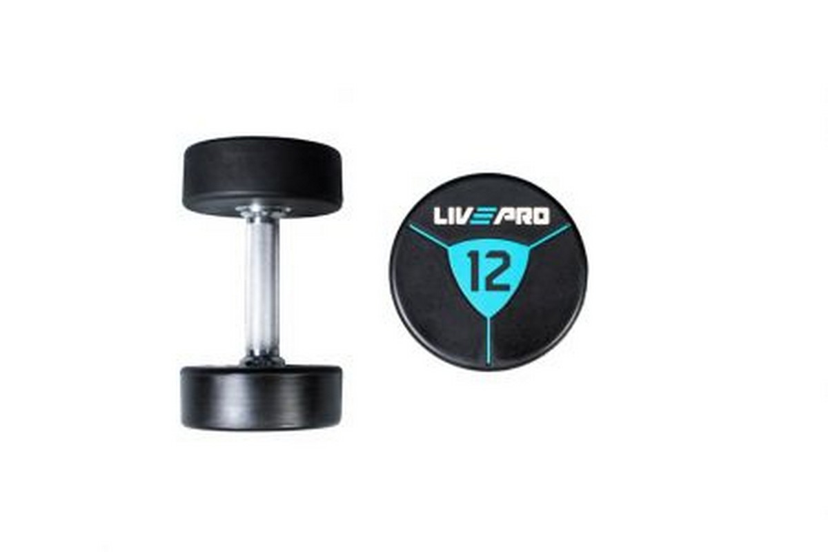 Гантели в уретане 12 кг Live Pro Premium Urethane Dumbbells LP8000-12 1200_800