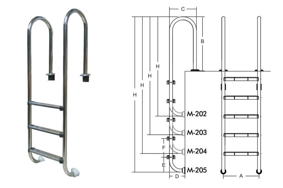 Лестница для бассейнов серии M M205 ПТК Спорт 021-0542 900_600