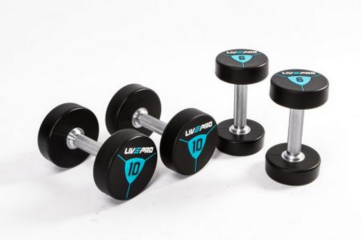 Гантели в уретане 22 кг Live Pro Premium Urethane Dumbbells LP8000-22 1200_800